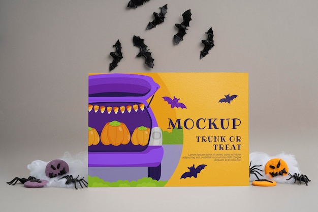 PSD disposizione di halloween con carta mock-up