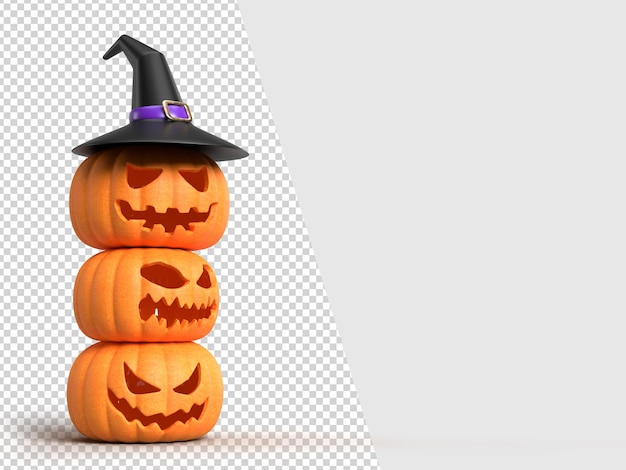 Mock-up di sfondo di halloween con zucche e cappello da strega. modello di concetto di halloween