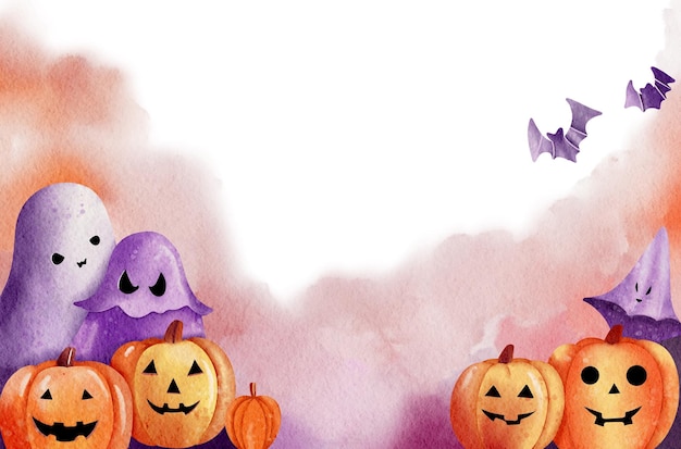 Halloween background watercolor illustration