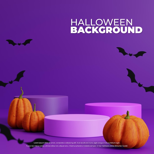 Sfondo di halloween con podio per il rendering 3d dell'esposizione del prodotto