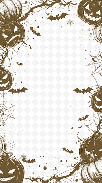 halloween background with pumpkins and bats on a white background