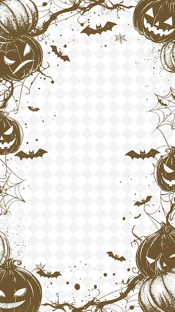 PSD halloween background with pumpkins and bats on a white background