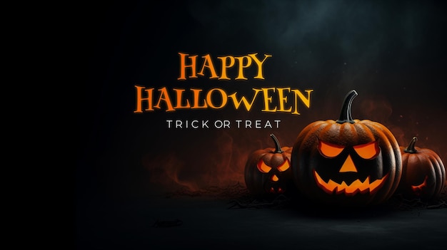 PSD halloween banner with pumpkin