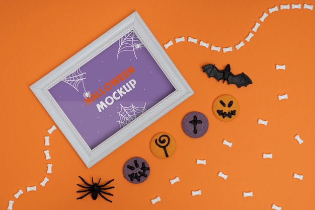 PSD composizione di mock-up del bordo di halloween