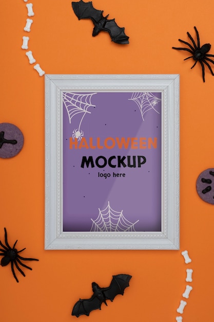 PSD composizione di mock-up del bordo di halloween