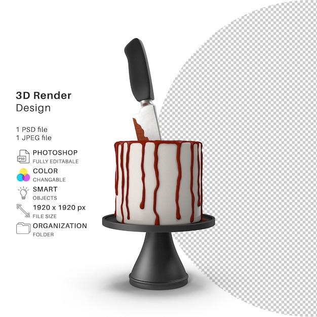 File psd di modellazione 3d della torta di halloween torta di halloween realistica