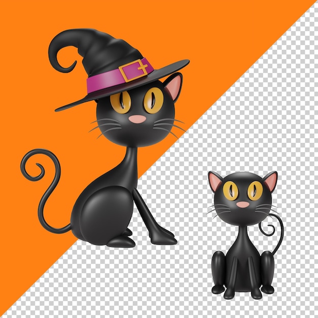 PSD ハロウィーンの猫は3dレンダリングを分離しました