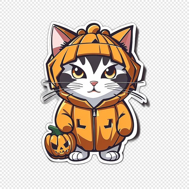 Halloween cat sticker pumpkin