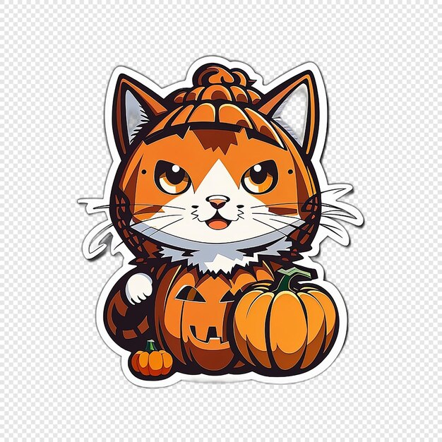 PSD halloween cat sticker pumpkin