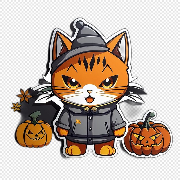 PSD halloween cat sticker pumpkin