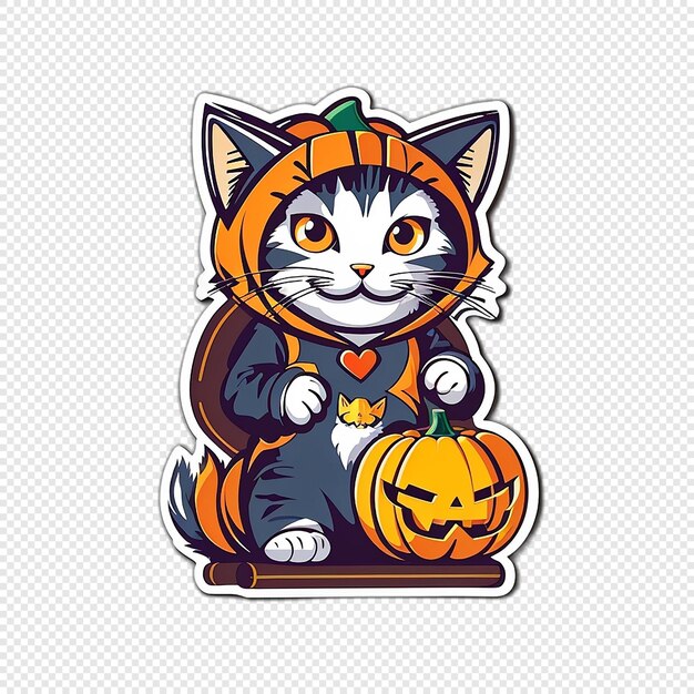 PSD halloween cat sticker pumpkin