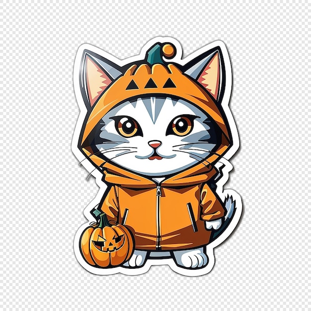 PSD halloween cat sticker pumpkin