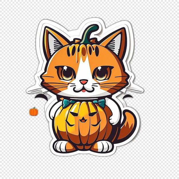 PSD halloween cat sticker pumpkin