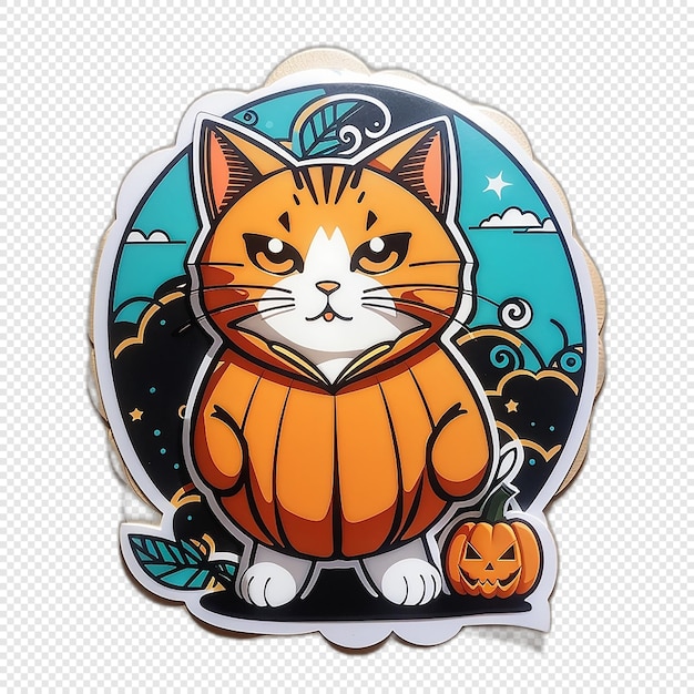 PSD halloween cat sticker pumpkin