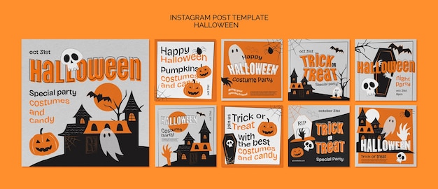 PSD celebrazione di halloween template di post su instagram