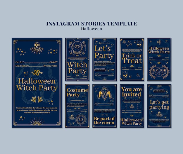 PSD template di storie di instagram per la celebrazione di halloween