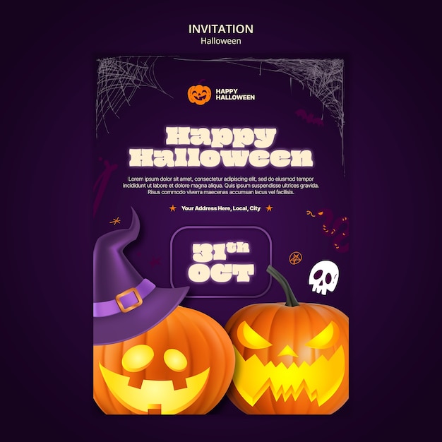 PSD halloween celebration invitation template