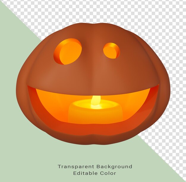 Halloween concept candle glowing inside of pumpkin 3d illustration of Halloween pumpkin character