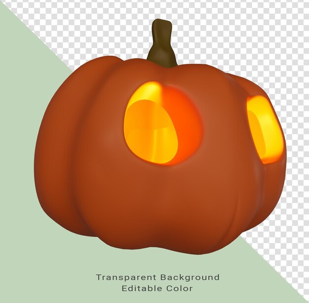 Halloween concept candle glowing inside of pumpkin 3d illustration of halloween pumpkin character