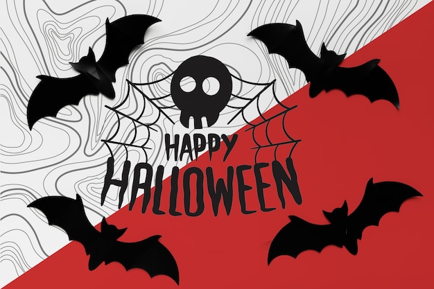 PSD concetto di halloween con silhouette ragnatela