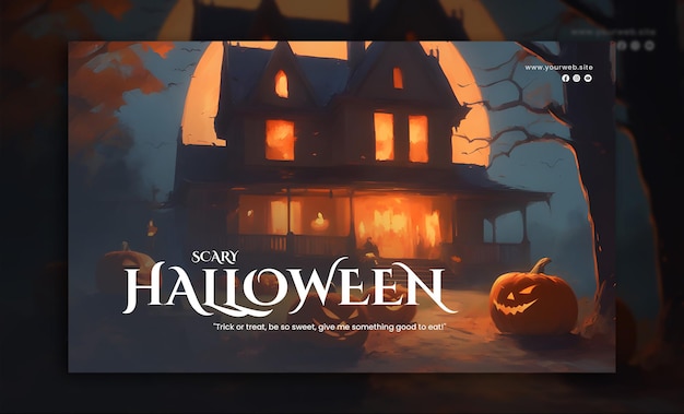 Halloween costume banner psd template