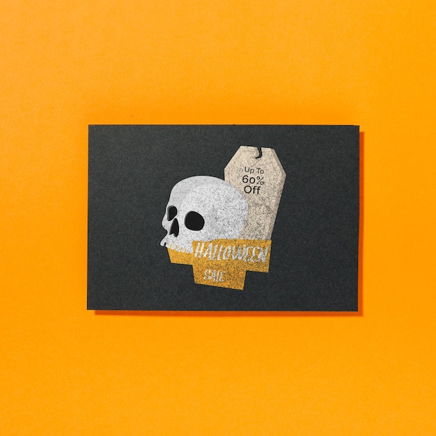 PSD halloween cover mockup with skull