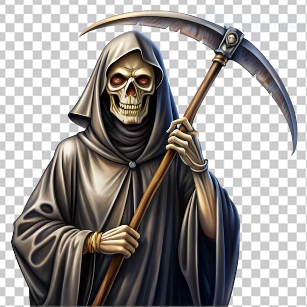 PSD halloween cute grim reaper cover on transparent background