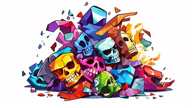 Halloween Day of the Dead colorful skull joyfull death mortem unique power of modern ai art