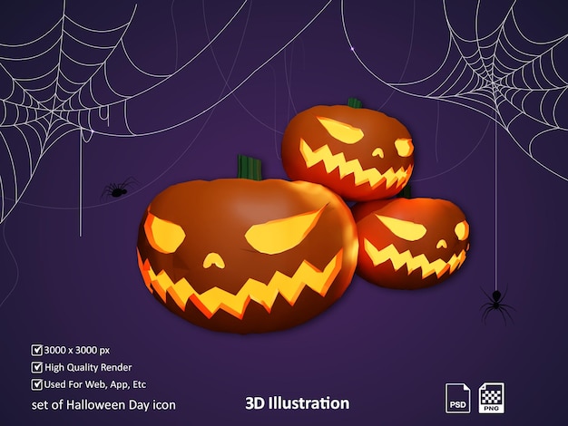 PSD ハロウィーンの日アイコン 3 d イラスト レンダリング