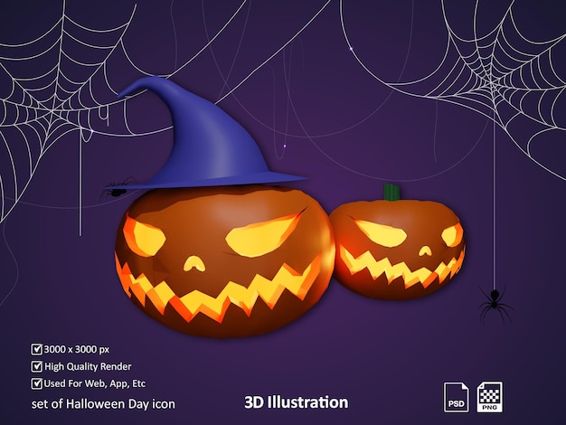 PSD halloween dzień ikona renderowania ilustracji 3d