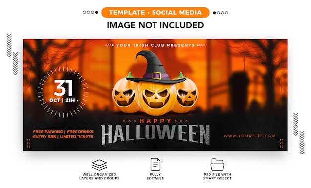 PSD modello di banner instagram per eventi di halloween