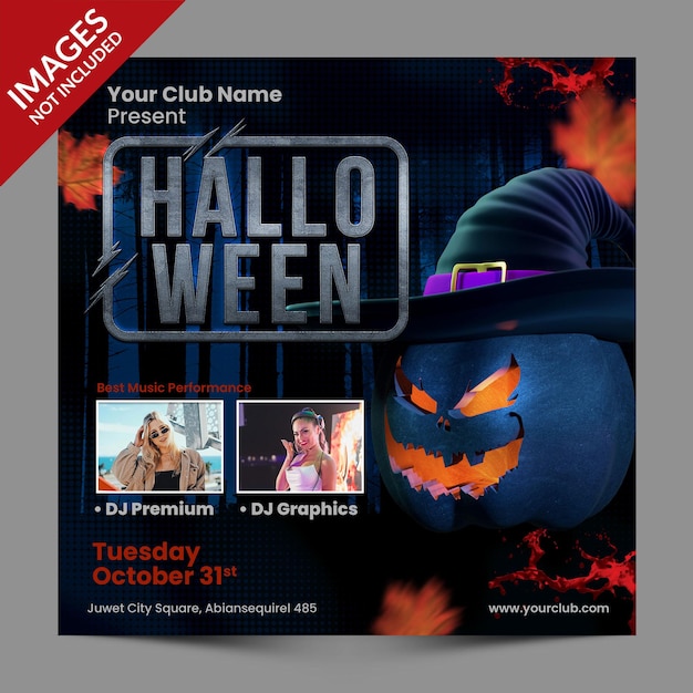 PSD halloween event promotion flyer  premium psd templat