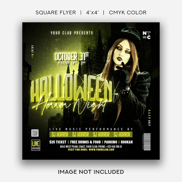 Halloween  flyer template horror night