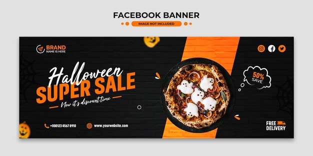 Halloween food super sale social media facebook and web banner template