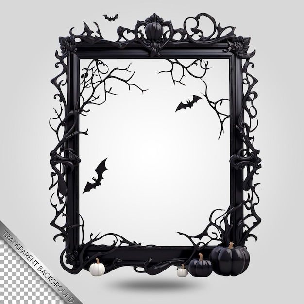 PSD halloween frame with pumpkins transparent background