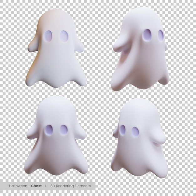 Elementi di rendering 3d del fantasma di halloween