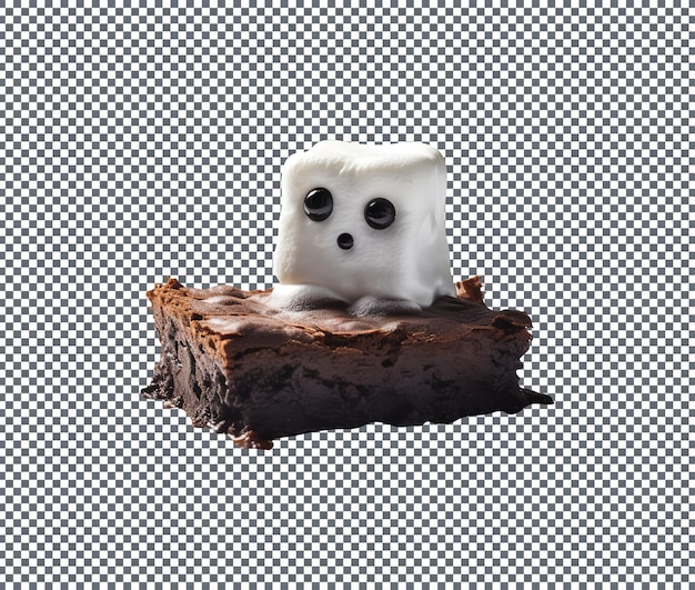 PSD halloween ghostly marshmallow brownie isolated on transparent background