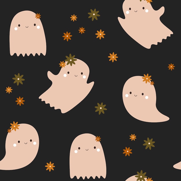 Halloween Ghosts Background Bezszwykowy wzór