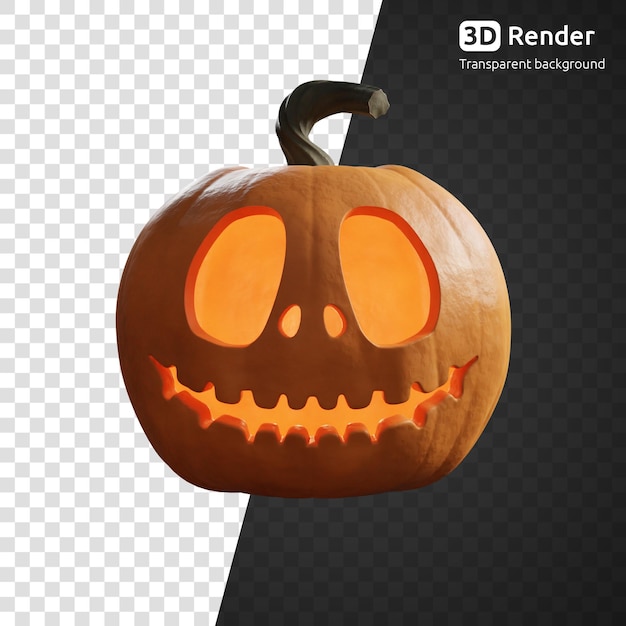 PSD halloween glowing pumpkin 3d render isolated