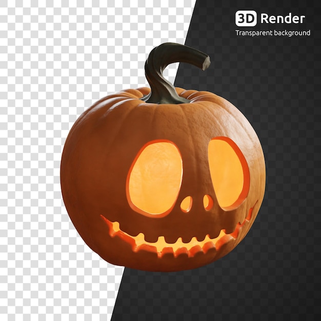 Halloween glowing pumpkin 3d render isolated