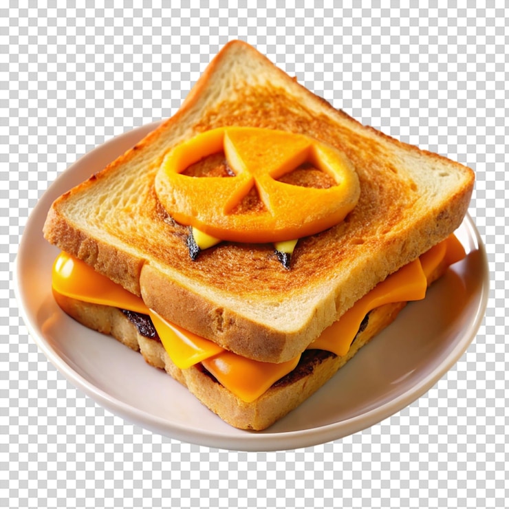 PSD halloween grilled cheese sandwich isolated on transparent background