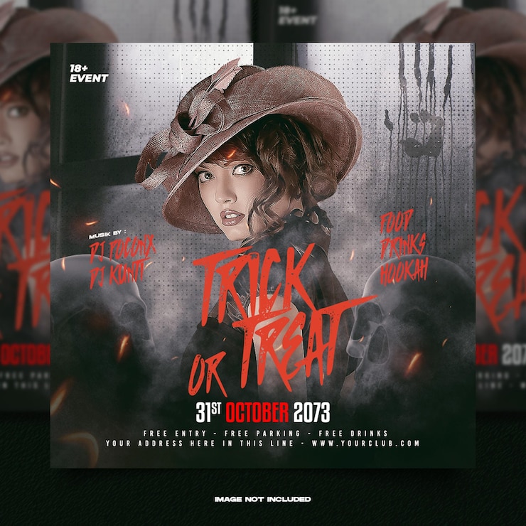 PSD halloween horror nacht feest flyer social media post
