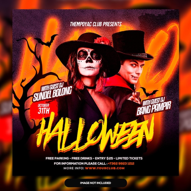 Halloween horror nacht feest flyer social media post