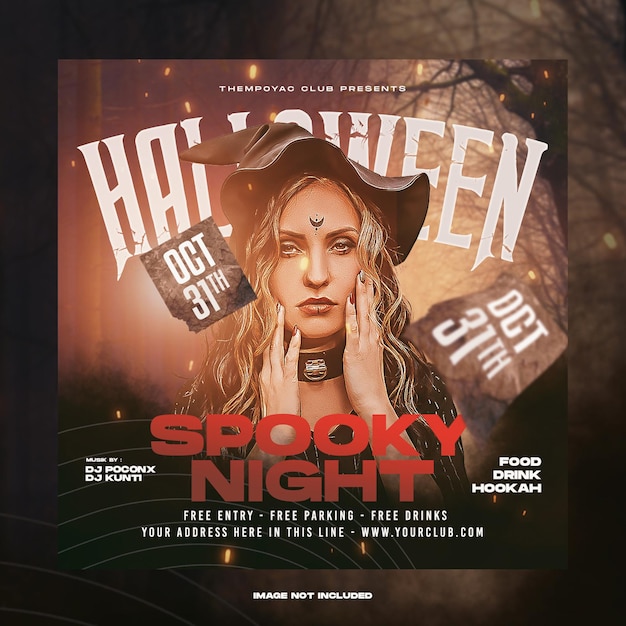 Halloween horror nacht feest social media bericht