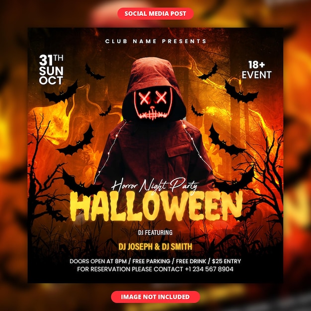 Halloween horror nacht feest social media post en flyer sjabloon and