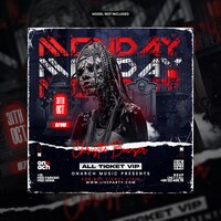 Halloween horror night party social media post and flyer template