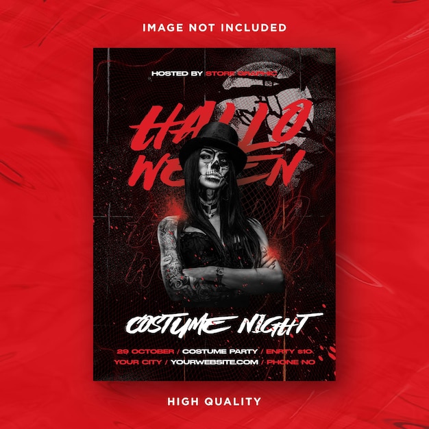 Halloween horror night party social media post and flyer template