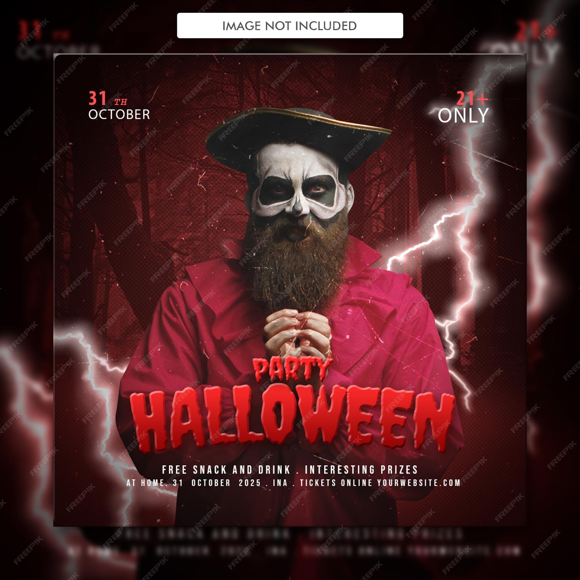 Premium PSD Halloween horror night party social media poster