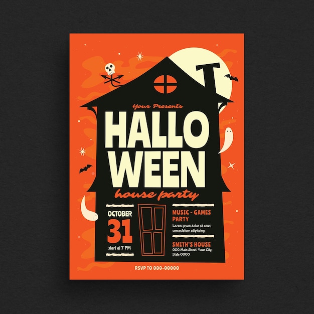 PSD halloween house party event flyer