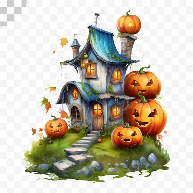 PSD halloween house transparent background